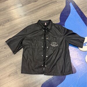 AMIRI Black Casual Button Down leather Shirt